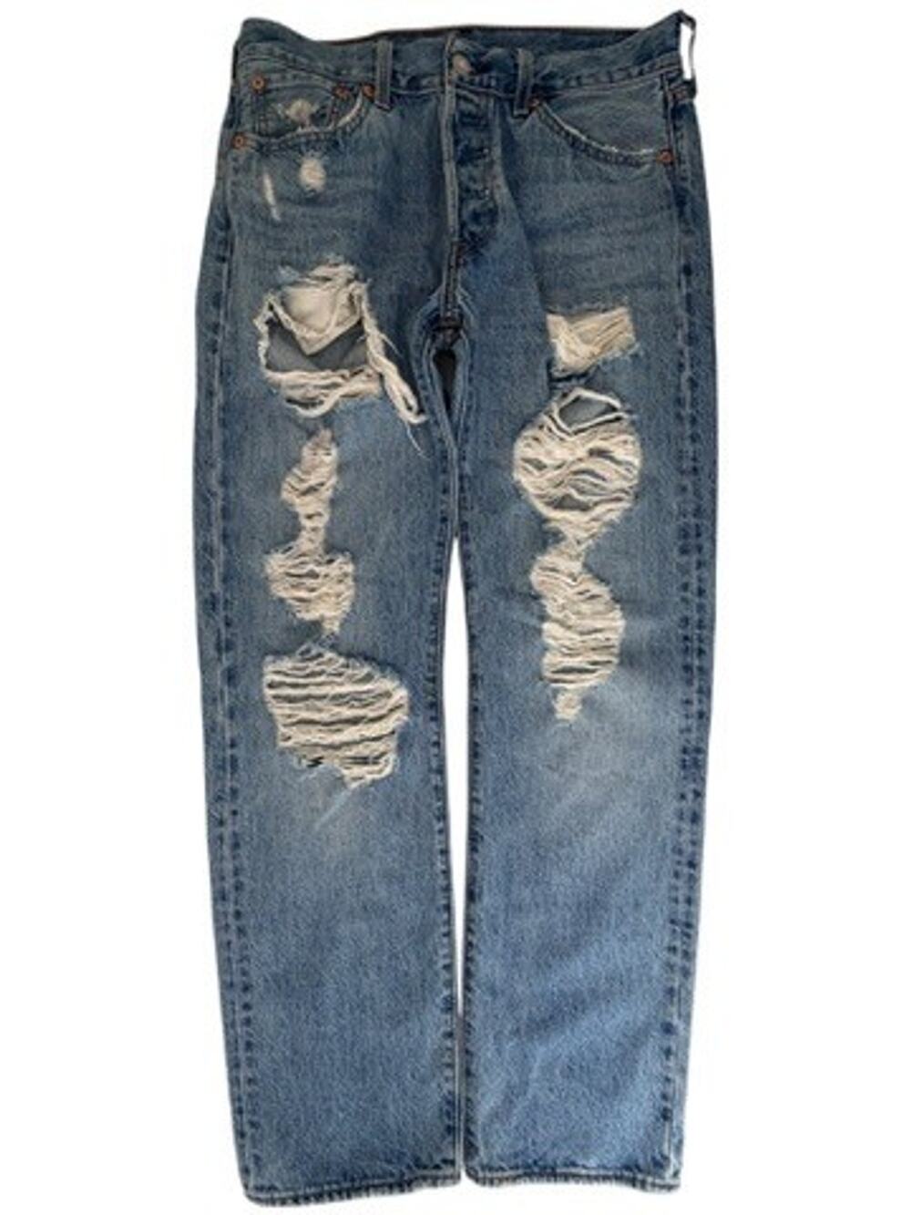 Levi's 501 Mens 30x30 Blue Distressed Ripped Jeans